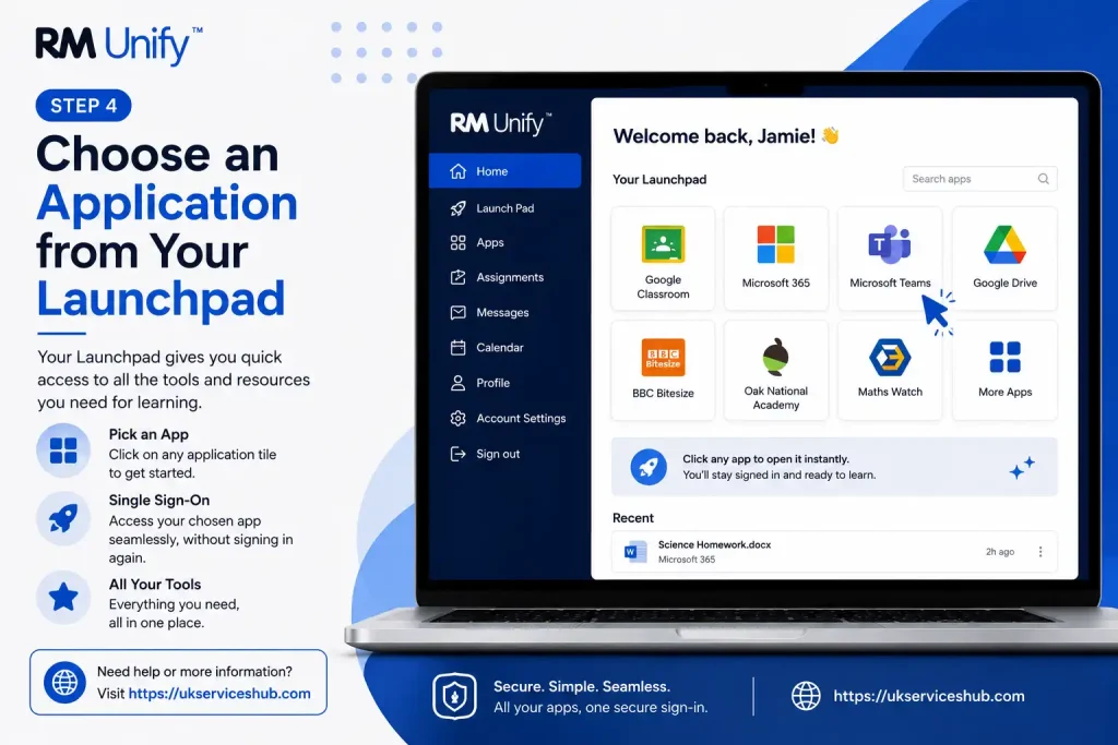 Step 4 choose an application from your RM Unify Launchpad