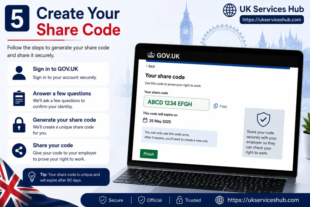 Create your UK right to work share code – step-by-step GOV.UK guide by UK Services Hub