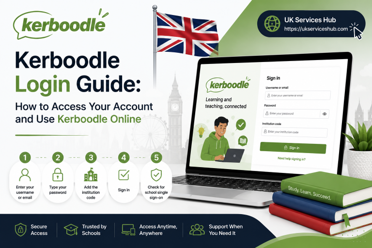 Kerboodle Login Guide showing how to access your account and use Kerboodle Online in the UK