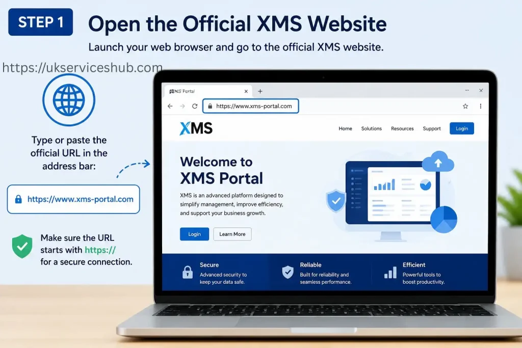 Step 1 open the official XMS website for XMS login