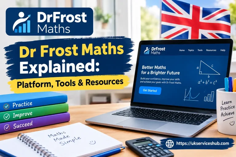 Dr Frost Maths platform, tools and resources with UK flag