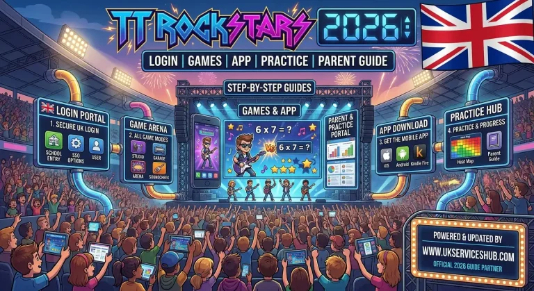 TT Rockstars 2026 complete guide infographic for login games app practice and parents by ukserviceshub.com