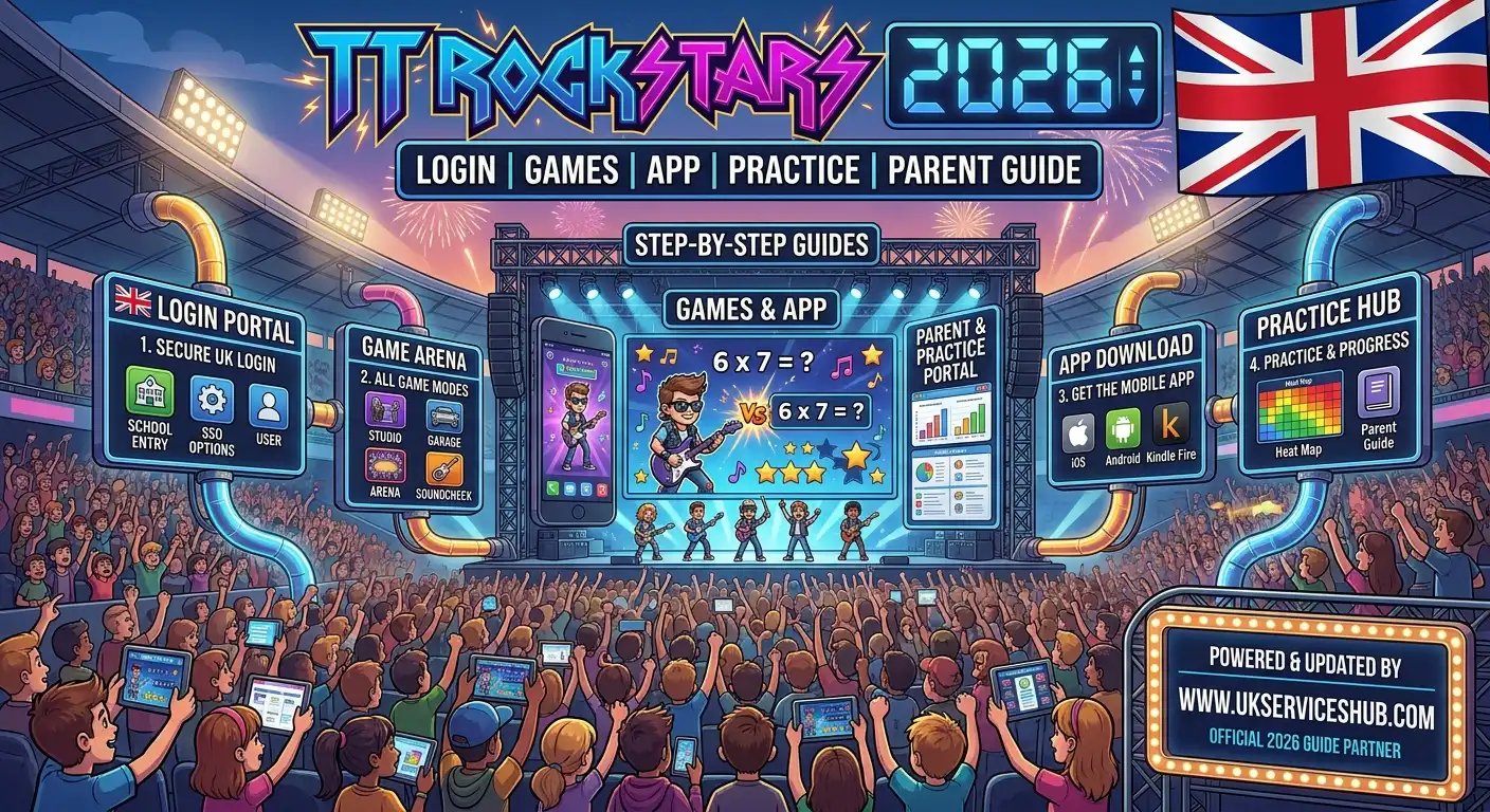 TT Rockstars 2026 complete guide infographic for login games app practice and parents by ukserviceshub.com