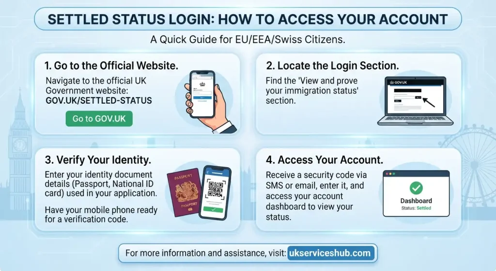 Settled Status Login Guide for EU Citizens - How to Access UK Settlement Scheme Account via ukserviceshub.com