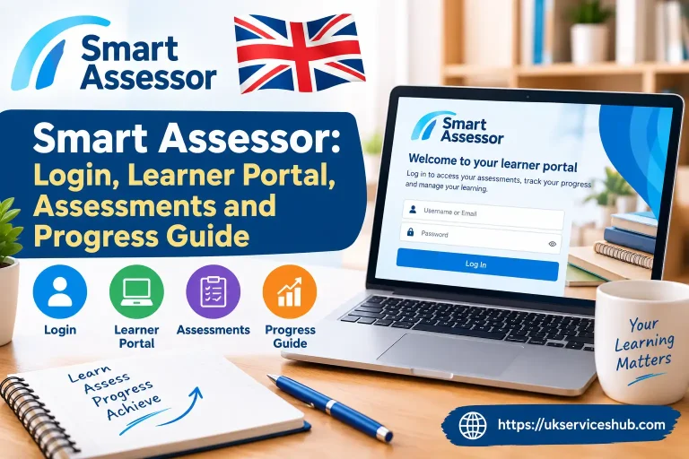 Smart Assessor login and learner portal guide showing assessments and progress tracking